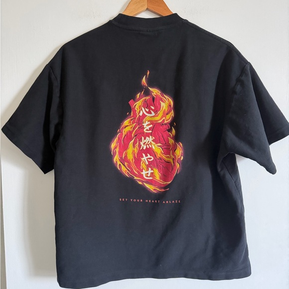 No 1 Demon Slayer Set Your Heart Ablaze Oversized Anime Tee Shirt T-Shirt size S - Picture 8 of 9